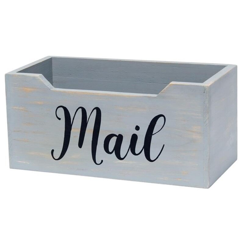 Elegant Designs Rustic Farmhouse Wooden Tabletop Mail Organizer Box