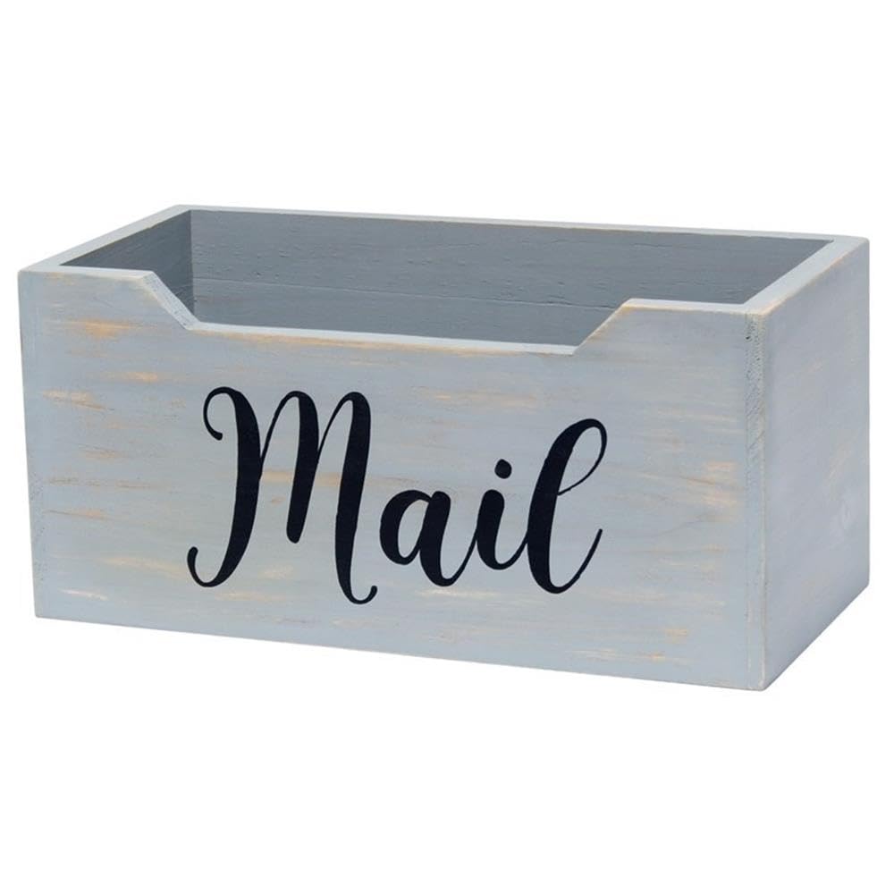 Elegant Designs Rustic Farmhouse Wooden Tabletop Mail Organizer Box