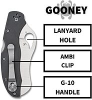 Spyderco Byrd Gooney Lockback Folding Pocket Knife with 9Cr14MoV Stainless Steel Blade and Gray G-10 Handle - PlainEdge - BY24GPGY