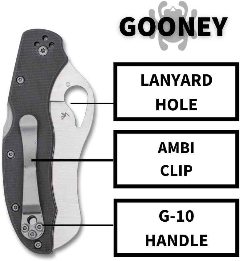 Spyderco Byrd Gooney Lockback Folding Pocket Knife with 9Cr14MoV Stainless Steel Blade and Gray G-10 Handle - PlainEdge