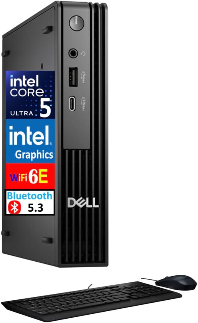 Dell Pro Micro AI Business Mini Desktop (Intel Ultra 5-235T, Intel Graphics, 16GB DDR5, 256GB SSD, WiFi 6E, Bluetooth 5.3