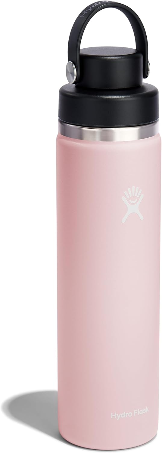 Hydro Flask Water Bottle - Insulated Stainless Steel - Wide Mouth Flex Chug Lid, Non Spill, Leakproof in 24 Oz Trillium Pink