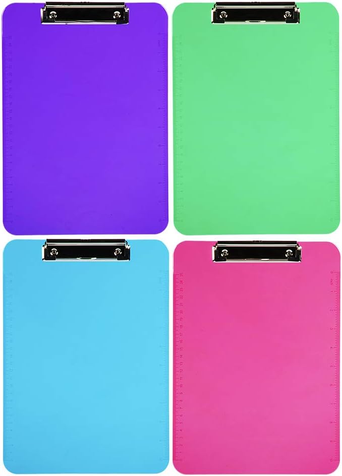 JAM PAPER Plastic Clipboards with Low-Profile Metal Clip - Letter Size