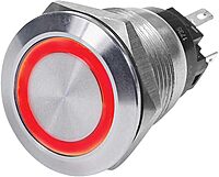 Blue Sea 4163 SS Push Button Switch - Off-(On) - Red - 10A
