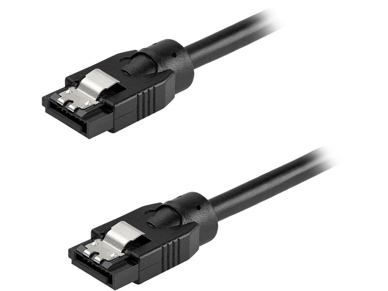 StarTech.com 24 Inch (60cm) Round SATA Cable - Latching Connectors - 6Gbs SATA Data Cord - SATA Hard Drive Power Cable - Black (SATRD60CM)