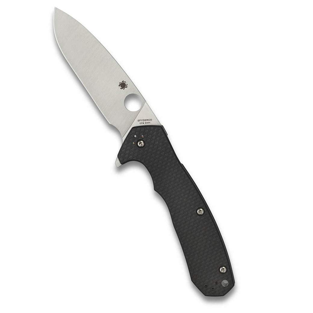 Spyderco Amalgam Premium Flipper Knife with 3.8" CPM S30V Stainless Steel Blade and Textured Carbon Fiber G-10 Handle