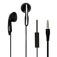 Avid Products AE-1M Disposable Stereo Black School Earbuds with Mic, Black Single