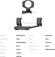 WARNE SHXSKEL34TW 1.9 inch Super High, 34mm MSR Mount, 6061/T6 Aluminum, Steel Threaded Inserts, Black