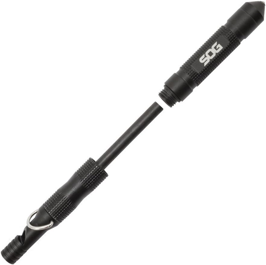 SOG Flint 4.3" Survival & Defense Portable Compact Tool for Outdoors and Emergencies | Includes Glass Breaker and Whistle
