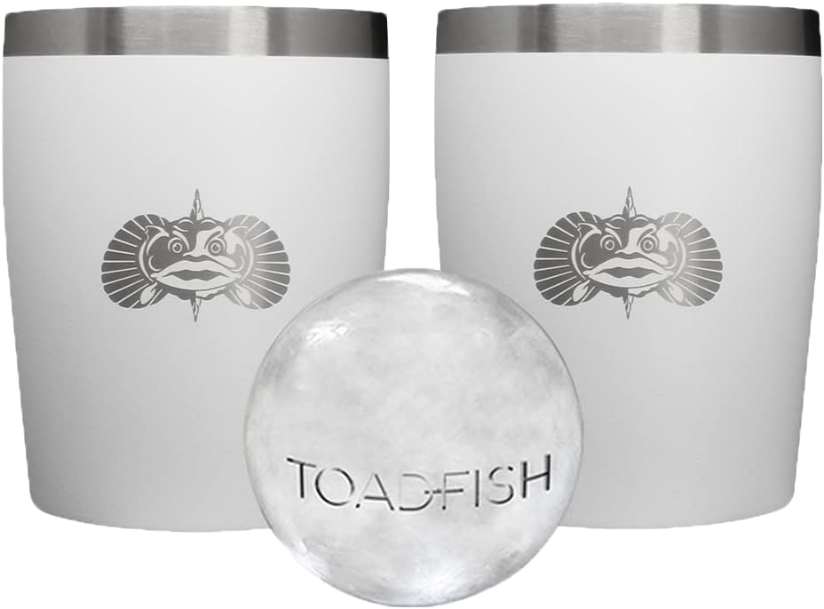 Toadfish Non-tipping 10oz Double-Wall Insulated Stainless Steel Rocks Tumbler with Easy-Slide Lid