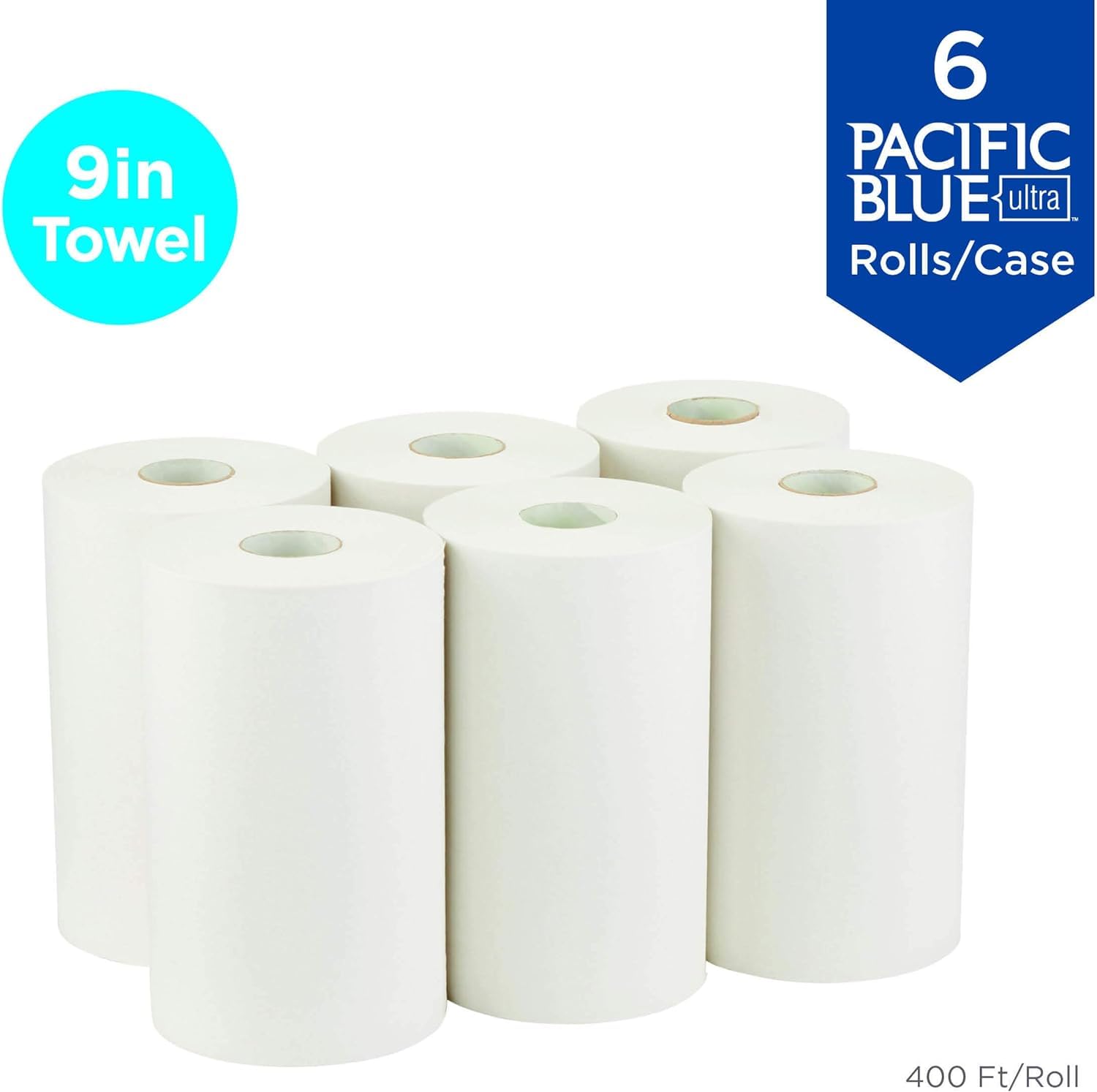 Pacific Blue Ultra 9” Paper Towel Roll (Previously Branded SofPull) by GP PRO (Georgia-Pacific), White, 26610, 400 Feet Roll