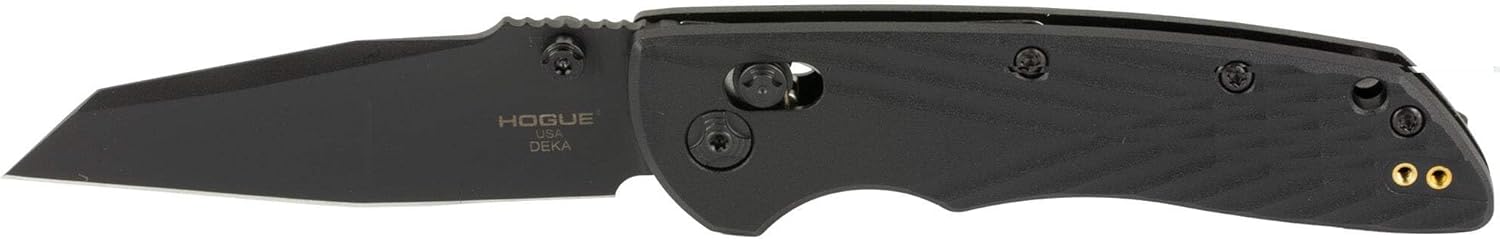 Hogue Deka ABLE Lock Folding Knife 3.25" CPM-MagnaCut Black Cerakote Modified Wharncliffe Blade, Black Polymer Handles