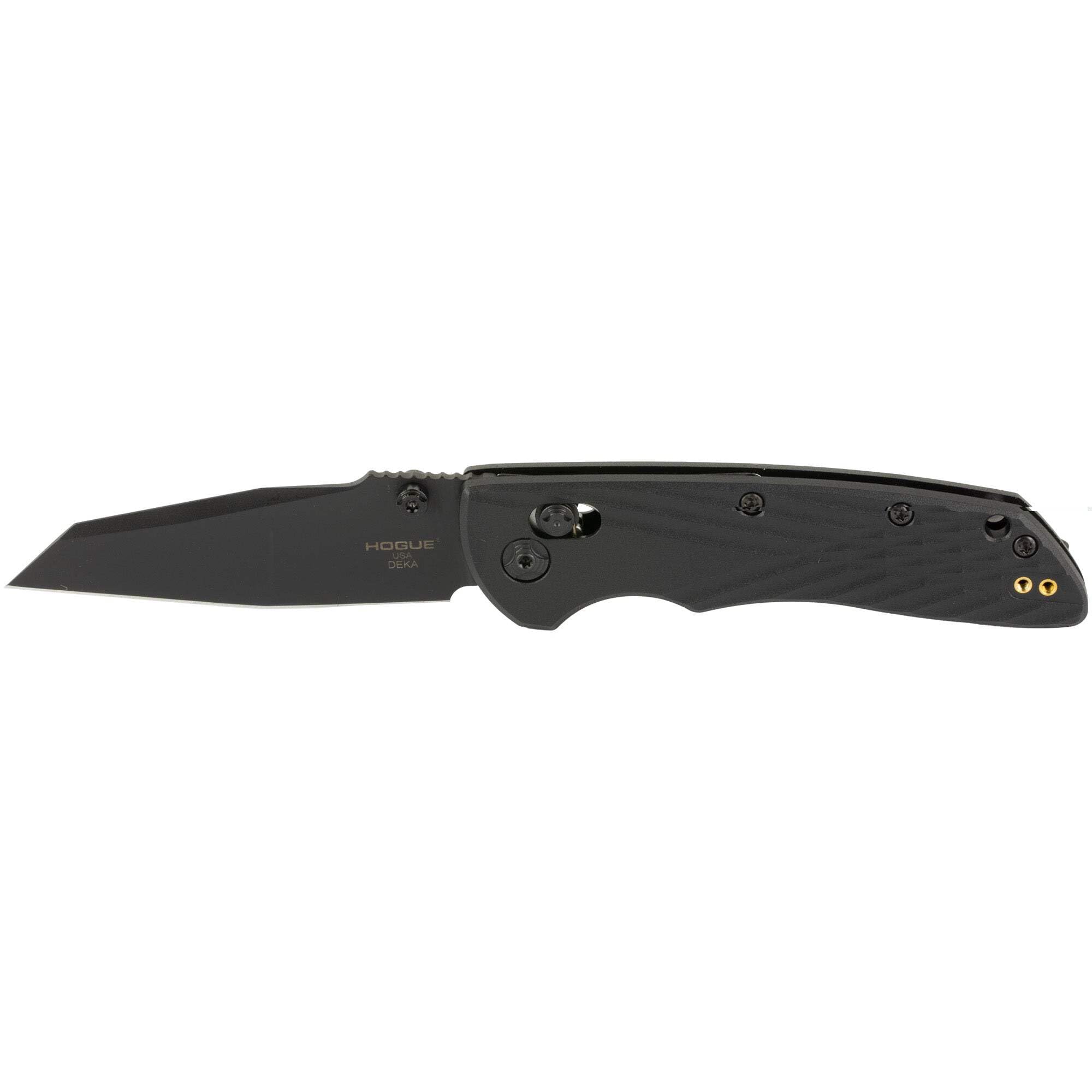 Hogue Deka ABLE Lock Folding Knife 3.25" CPM-MagnaCut Black Cerakote Modified Wharncliffe Blade, Black Polymer Handles