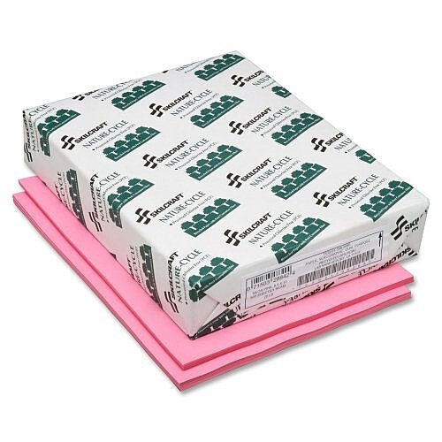 SKILCRAFT 7530-01-398-2680 Processed Chlorine Free Copier Paper, 8-1/2 x 11 Inch, Neon Pink (10 Reams per Box)