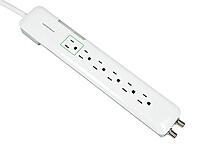 Monoprice Power & Surge - 6 Outlet Slim Surge Protector Power Strip With Coaxial Line Protection - 4 Feet