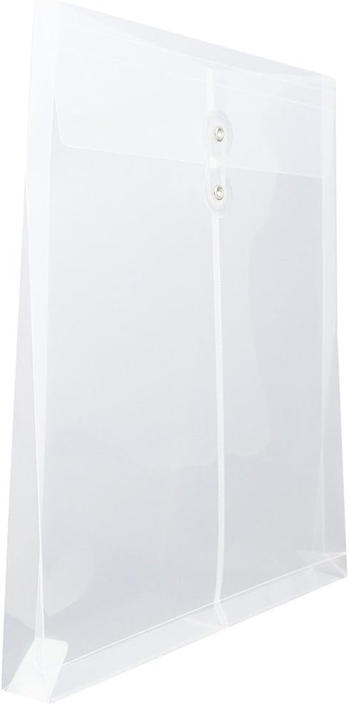 JAM PAPER Open-End Plastic Envelopes, Button & String