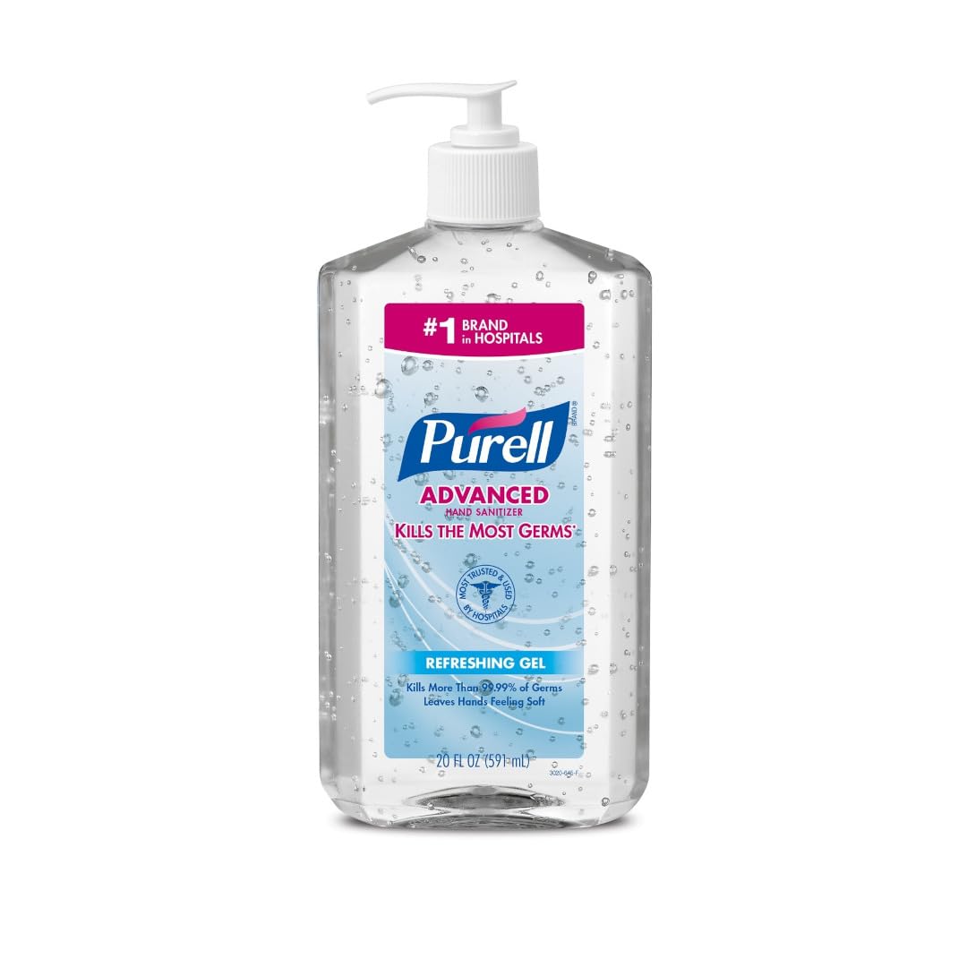 PURELL Advanced Hand Sanitizer, 20 oz Pump Bottle, 12/Carton (240 fl oz) Unscented/Clean Scent