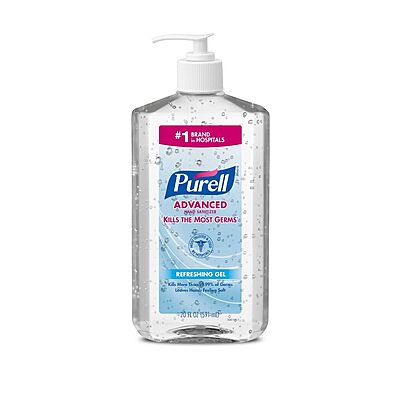 PURELL Advanced Hand Sanitizer, 20 oz Pump Bottle, 12/Carton (240 fl oz) Unscented/Clean Scent