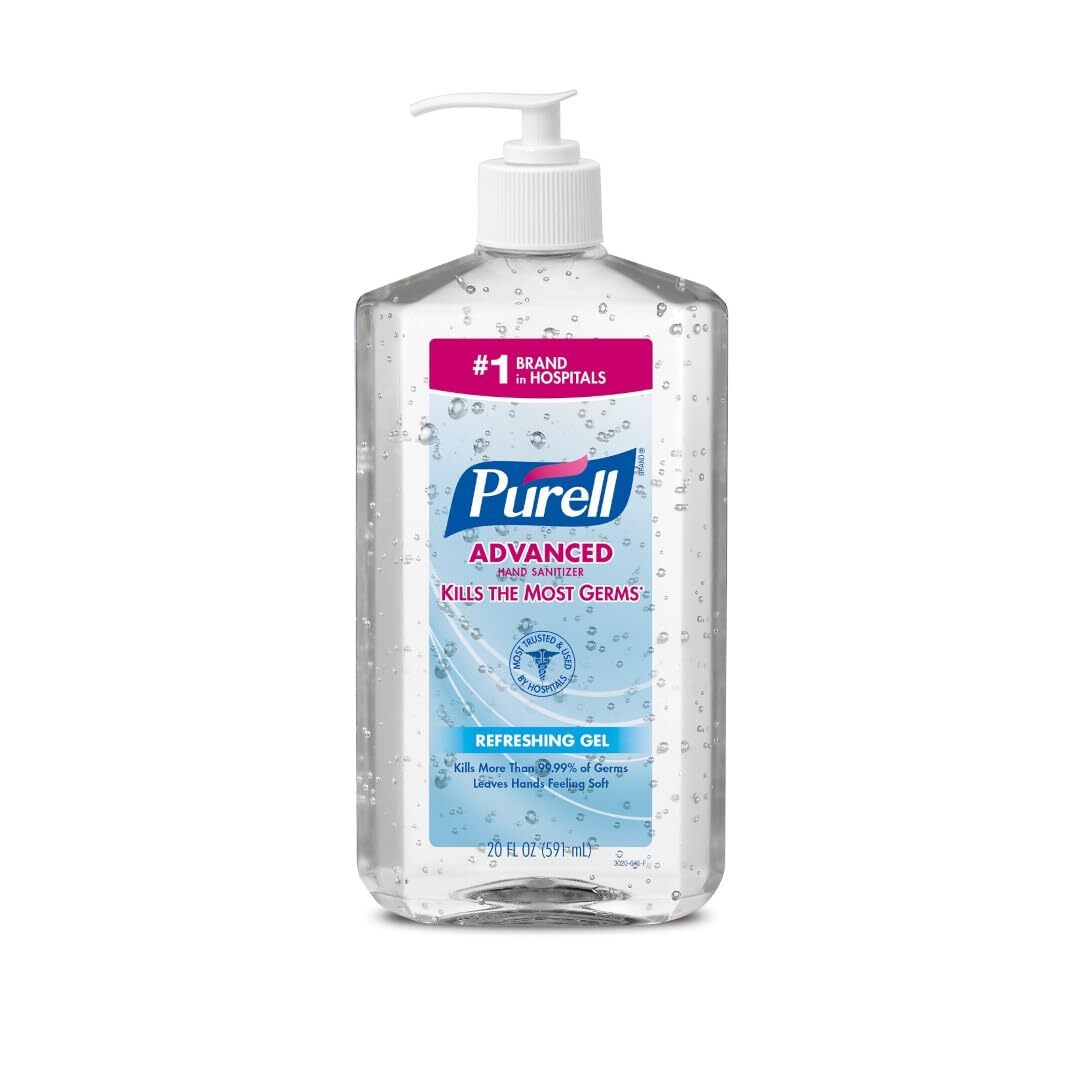 PURELL Advanced Hand Sanitizer, 20 oz Pump Bottle, 12/Carton (240 fl oz) Unscented/Clean Scent