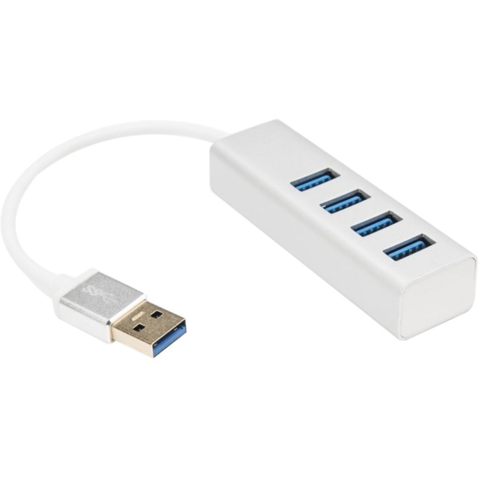 Rocstor Premium Portable 4 Port SuperSpeed Mini USB 3.0 Hub - Aluminum Silver - USB - External - 4 USB Ports Female