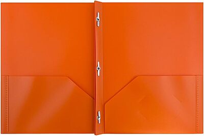 JAM Paper Plastic 2-Pocket POP Folders with Metal Prongs