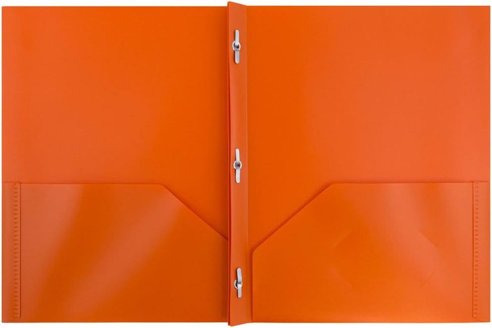 JAM Paper Plastic 2-Pocket POP Folders with Metal Prongs