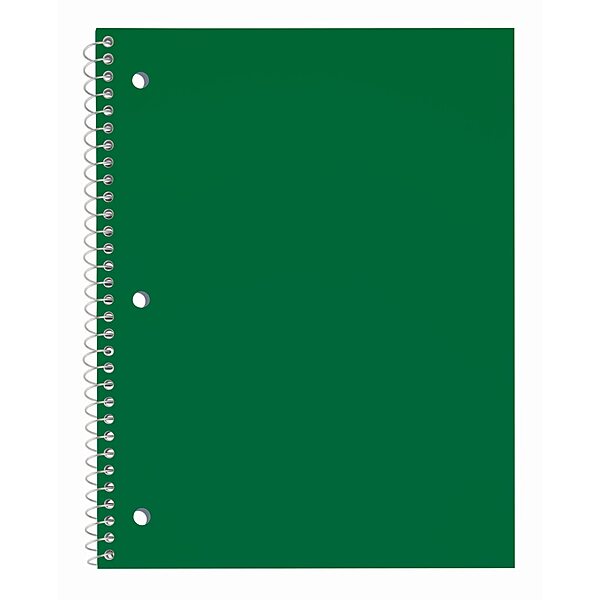 Just Basics® Poly Spiral Notebook, 8 1/2" x 10 1/2", Wide Ruled, 140 Pages (70 Sheets), Green