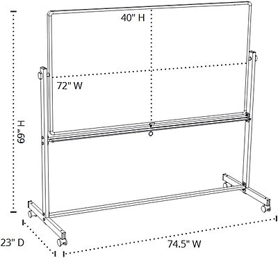 LUXOR Mobile Double-Sided Magnetic Dry Erase Whiteboard with Aluminum Frame and Stand