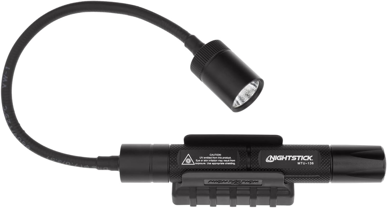 Nightstick MTU-136 Mini-TAC Gooseneck UV Flashlight with 2 AA, Black