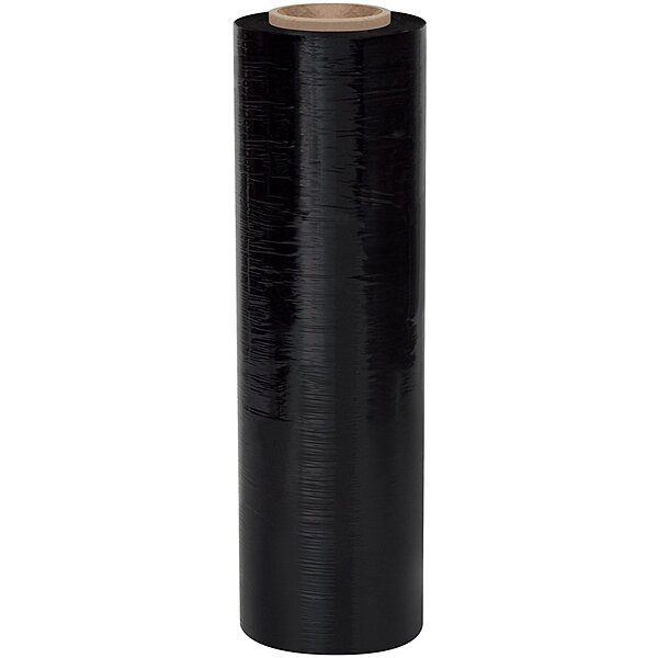 Blown Hand Stretch Film, 80 Gauge, 1500' Length, Opaque Black, Pack of 4