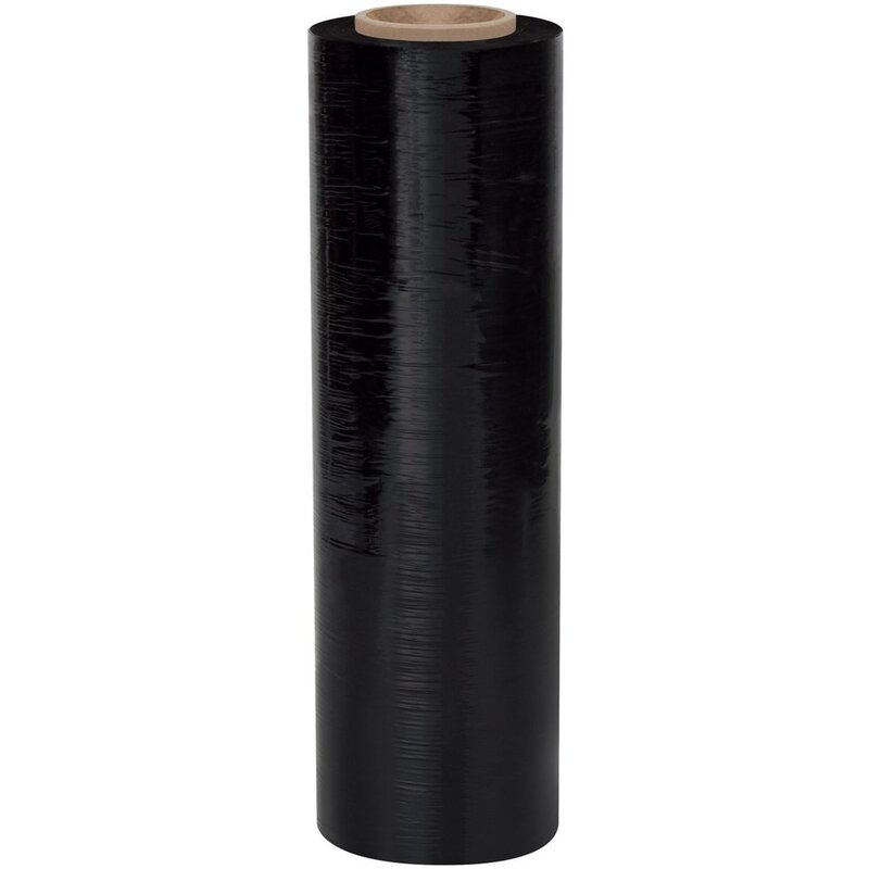 Blown Hand Stretch Film, 80 Gauge, 1500' Length, Opaque Black, Pack of 4