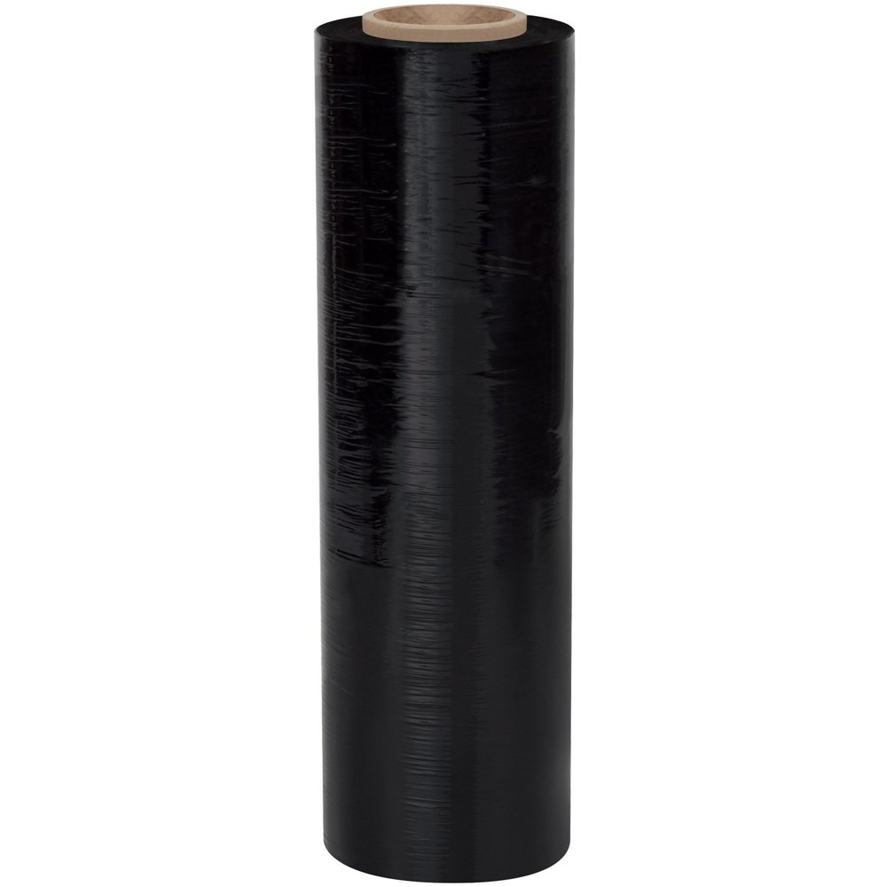 Blown Hand Stretch Film, 80 Gauge, 1500' Length, Opaque Black, Pack of 4