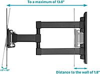 Monoprice Full Motion Single-Stud TV Wall Mount Bracket for 23" to 43" TVs up to 44lbs, Max VESA 200x200
