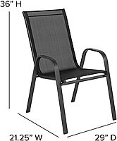 FLASH FURNITURE Brazos Series Outdoor Stackable Patio Chairs with Flex Comfort Material
