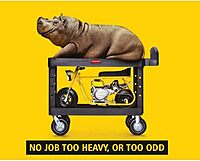 Rubbermaid Commercial Products 2-Shelf Utility/Service Cart, Medium, Black, Lipped Shelves, Ergonomic Handle, 500 lbs. Capacity, for Warehouse/Garage/Cleaning/Manufacturing Medium Black