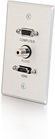 C2G 41034 HDMI, VGA and 3.5mm Audio Pass Through Single Gang Wall Plate, Brushed Aluminum