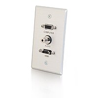 C2G 41034 HDMI, VGA and 3.5mm Audio Pass Through Single Gang Wall Plate, Brushed Aluminum