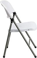 Flash Furniture Hercules Series 330 lb. Capacity White Plastic Folding Chair with Gray Frame