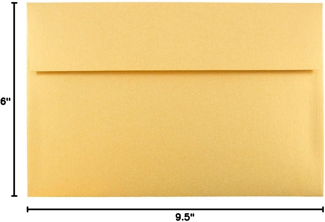 JAM PAPER Metallic Invitation Envelopes - Gold Stardream - 25/Pack