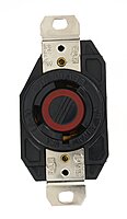 Leviton 2640 30-Amp, 480-Volt, Flush Mounting Locking Receptacle, Industrial Grade, Grounding, V-0-MAX, Black