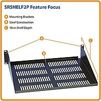 Tripp Lite SRSHELF2P Rack Enclosure Mount Cabinet Cantilever Fixed Shelf 60lb Capacity 2URM