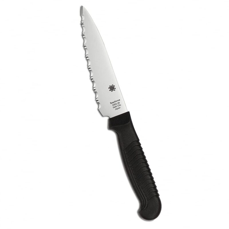 SPYDERCO Lightweight Kitchen Utility Knife with MBS-26 Stainless Steel Blade and Polypropylene Handle