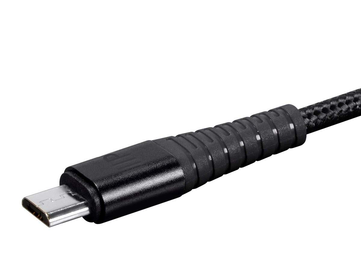 Monoprice USB 2.0 Micro B to Type A Charge & Sync Cable - 3 Feet - Black | Nylon-Braid, Durable