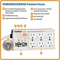 TRIPP LITE 6-Outlet Hospital-Grade Surge Protector Power Strip