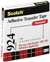 3M Scotch ATG Adhesive Transfer Tape 924 Clear, 0.50 in x 36 yd 2.0 mil (Pack of 1)