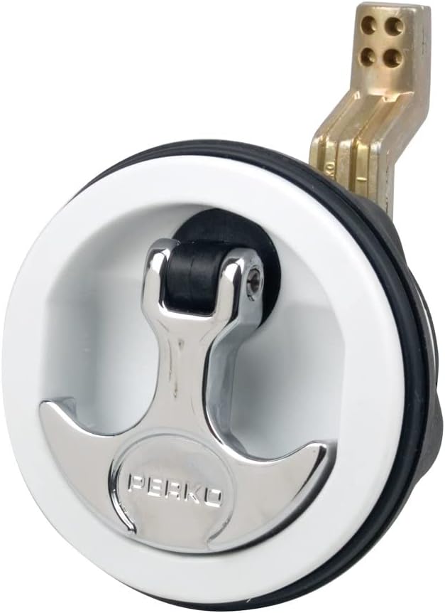 Perko Surface Mount & Latch - White Body, Chrome Handle, Offset Cam Bar, 3/4" - 2-3/8"