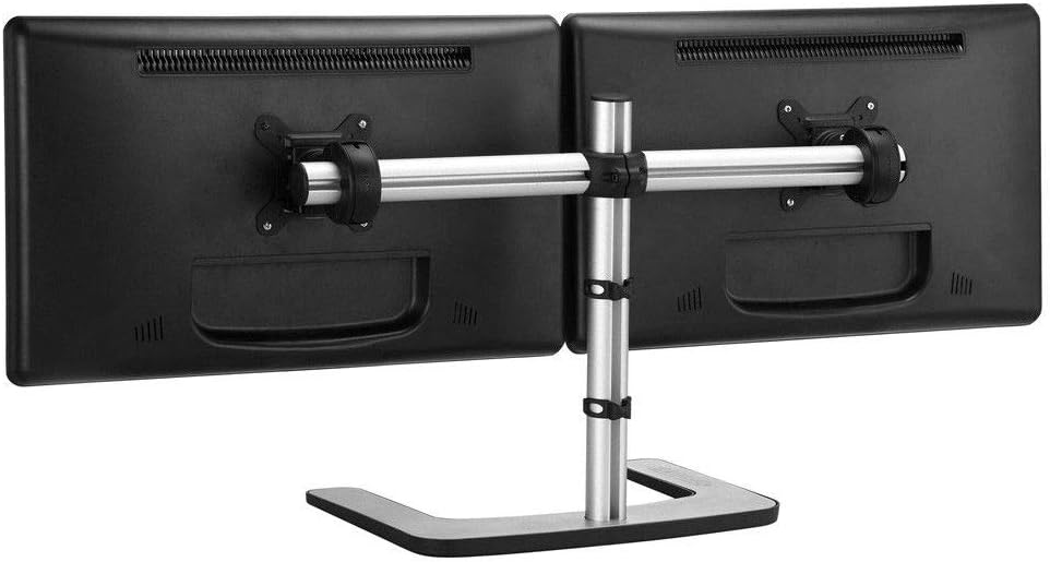 Atdec VFS-DH Dual Freestanding Horizontal Desk Monitor Mount (Supports two displays horizontally up to 27) with horizontal