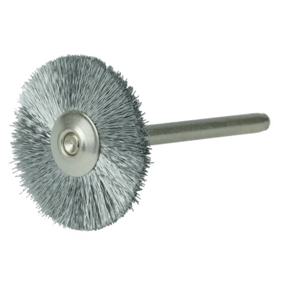 Weiler 26015 0.005" Wire Size, 1" Diameter, Steel Bristles, 1/8" Stem Size, Wire Fill, Miniature Wire Wheel Brush
