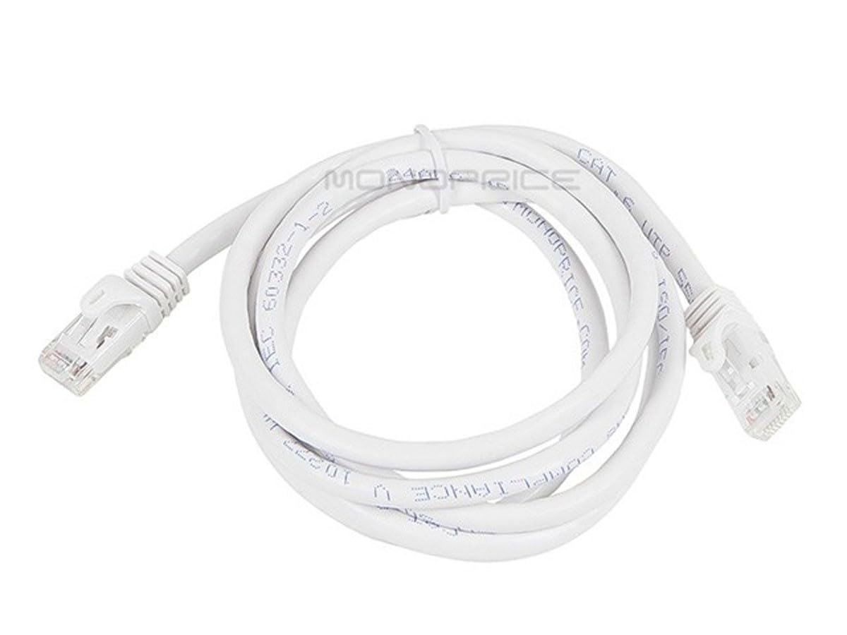 Monoprice Cat6 5ft White Patch Cable UTP 24AWG 550MHz Pure Bare Copper Snagless RJ45 Flexboot Series Ethernet Cable 1
