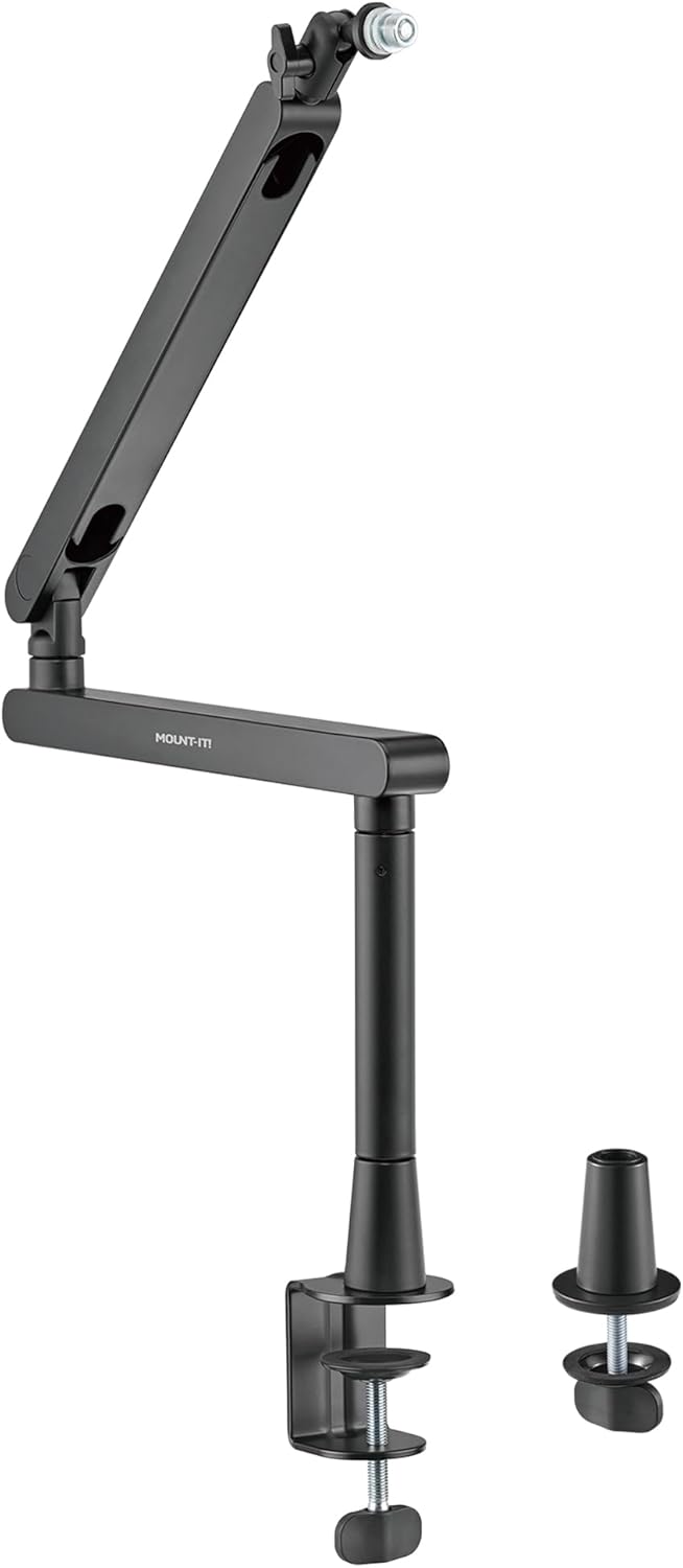 Mount-It! Mic Arm, Microphone Boom Arm, Adjustable Full Motion Mic Desk Mount, for Streaming, Gaming - to 27.8", Black